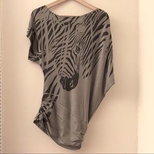 Asymmetrical knit zebra top